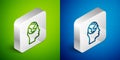 Isometric line Learning foreign languages icon isolated on green and blue background. Translation, language interpreter