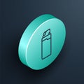 Isometric line Lighter icon isolated on black background. Turquoise circle button. Vector Royalty Free Stock Photo