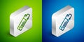 Isometric line Lighter icon isolated on green and blue background. Silver square button. Vector Royalty Free Stock Photo