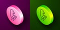 Isometric line Little chick icon isolated on purple and green background. Circle button. Vector Royalty Free Stock Photo