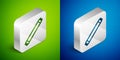 Isometric line Long luminescence fluorescent energy saving lamp icon isolated on green and blue background. Silver Royalty Free Stock Photo