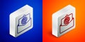 Isometric line Mail and e-mail icon isolated on blue and orange background. Envelope symbol e-mail. Email message sign Royalty Free Stock Photo