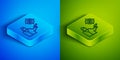 Isometric line Marketing target strategy concept icon isolated on blue and green background. Aim with people sign Royalty Free Stock Photo