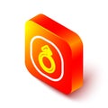 Isometric line Mars symbol icon isolated on white background. Astrology, numerology, horoscope, astronomy. Orange square