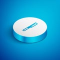 Isometric line Medical saw icon isolated on blue background. Surgical saw designed for bone cutting limb amputations and