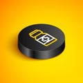 Isometric line Medicine bottle and pills icon isolated on yellow background. Medical drug package for tablet, vitamin Royalty Free Stock Photo