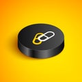 Isometric line Medicine pill or tablet icon isolated on yellow background. Capsule pill and drug sign. Pharmacy design Royalty Free Stock Photo