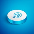 Isometric line Metro or Underground or Subway icon isolated on blue background. White circle button. Vector Royalty Free Stock Photo