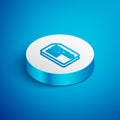 Isometric line Micro Sim Card icon isolated on blue background. Mobile and wireless communication technologies. Network