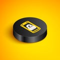 Isometric line Mobile phone and password protection icon isolated on yellow background. Security, safety, personal Royalty Free Stock Photo