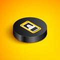 Isometric line Mobile phone and password protection icon isolated on yellow background. Security, safety, personal Royalty Free Stock Photo