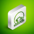 Isometric line Montreal Biosphere icon isolated on green background. Silver square button. Vector Royalty Free Stock Photo