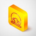 Isometric line Montreal Biosphere icon isolated on grey background. Yellow square button. Vector