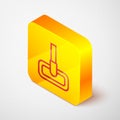 Isometric line Mop icon isolated on grey background. Cleaning service concept. Yellow square button. Vector Royalty Free Stock Photo