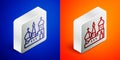 Isometric line Moscow symbol - Saint Basil s Cathedral, Russia icon isolated on blue and orange background. Silver