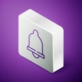 Isometric line Motion sensor icon isolated on purple background. Silver square button. Vector Royalty Free Stock Photo