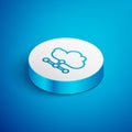 Isometric line Network cloud connection icon isolated on blue background. Social technology. Cloud computing concept Royalty Free Stock Photo