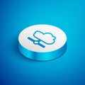 Isometric line Network cloud connection icon isolated on blue background. Social technology. Cloud computing concept Royalty Free Stock Photo