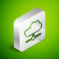 Isometric line Network cloud connection icon isolated on green background. Social technology. Cloud computing concept Royalty Free Stock Photo