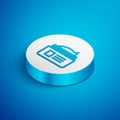 Isometric line Ointment cream tube medicine icon isolated on blue background. Tube, container, toothpaste, cream sign