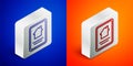 Isometric line Online real estate house on tablet icon isolated on blue and orange background. Home loan concept, rent Royalty Free Stock Photo