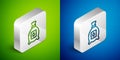 Isometric line Pack full of seeds of a specific plant icon isolated on green and blue background. Silver square button Royalty Free Stock Photo