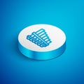 Isometric line Pan flute icon isolated on blue background. Traditional peruvian musical instrument. Zampona. Folk Royalty Free Stock Photo