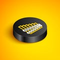 Isometric line Pan flute icon isolated on yellow background. Traditional peruvian musical instrument. Zampona. Folk Royalty Free Stock Photo