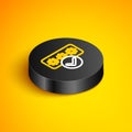 Isometric line Password protection and safety access icon isolated on yellow background. Security, safety, protection