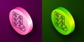 Isometric line Pills in blister pack icon isolated on purple and green background. Medical drug package for tablet Royalty Free Stock Photo