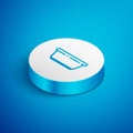 Isometric line Plastic basin icon isolated on blue background. Bowl with water. Washing clothes, cleaning equipment Royalty Free Stock Photo