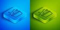 Isometric line Plastic basin with soap suds icon isolated on blue and green background. Bowl with water. Washing clothes Royalty Free Stock Photo