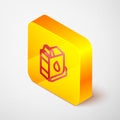 Isometric line Printer ink cartridge icon isolated on grey background. Yellow square button. Vector Royalty Free Stock Photo