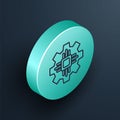 Isometric line Processor icon isolated on black background. CPU, central processing unit, microchip, microcircuit Royalty Free Stock Photo