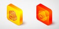 Isometric line Processor icon isolated on grey background. CPU, central processing unit, microchip, microcircuit