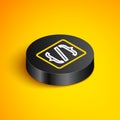 Isometric line Programming language syntax icon isolated on yellow background. Syntax programming file system. Black Royalty Free Stock Photo