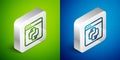Isometric line Python programming language icon isolated on green and blue background. Python coding language sign on Royalty Free Stock Photo