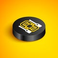 Isometric line Rafting boat icon isolated on yellow background. Inflatable boat with oars. Water sports, extreme sports Royalty Free Stock Photo