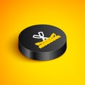 Isometric line Rafting boat icon isolated on yellow background. Kayak with paddles. Water sports, extreme sports Royalty Free Stock Photo