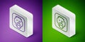 Isometric line Rapper icon isolated on purple and green background. Silver square button. Vector