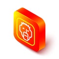 Isometric line Rapper icon isolated on white background. Orange square button. Vector