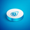 Isometric line Recycle clean aqua icon isolated on blue background. Drop of water with sign recycling. White circle Royalty Free Stock Photo
