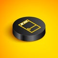 Isometric line Refrigerator icon isolated on yellow background. Fridge freezer refrigerator. Household tech and Royalty Free Stock Photo