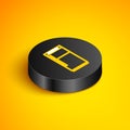 Isometric line Refrigerator icon isolated on yellow background. Fridge freezer refrigerator. Household tech and Royalty Free Stock Photo