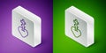 Isometric line Religious cross in the heart inside icon isolated on purple and green background. Love of God, Catholic