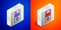 Isometric line Remote control icon isolated on blue and orange background. Silver square button. Vector Illustration Royalty Free Stock Photo