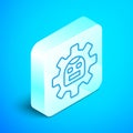 Isometric line Robot icon isolated on blue background. Artificial intelligence, machine learning, cloud computing Royalty Free Stock Photo