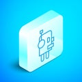 Isometric line Robot icon isolated on blue background. Artificial intelligence, machine learning, cloud computing Royalty Free Stock Photo