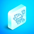 Isometric line Robot icon isolated on blue background. Artificial intelligence, machine learning, cloud computing Royalty Free Stock Photo