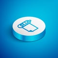 Isometric line Roll of paper icon isolated on blue background. White circle button. Vector Royalty Free Stock Photo